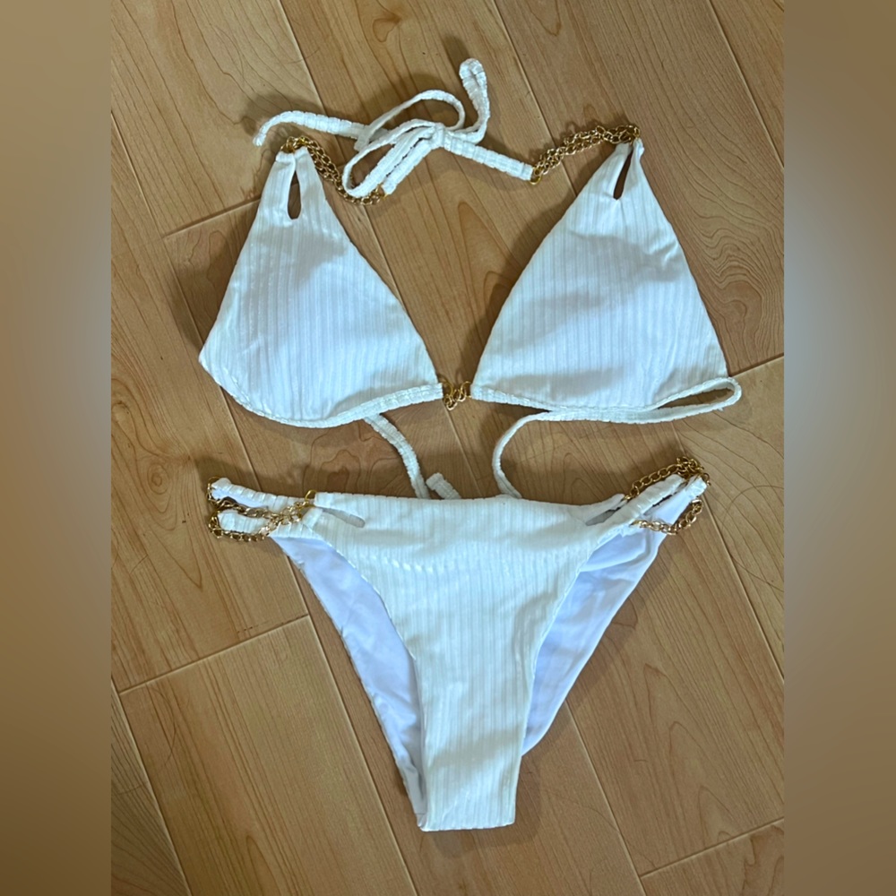 White gold chain bikini set
